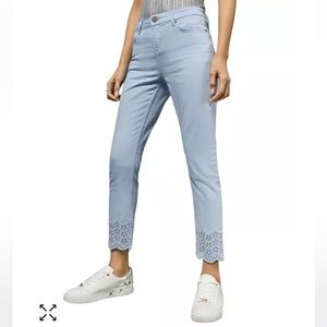 Ted Baker Nellsi Baby Blue Slim Leg Embroidered Hem Jeans